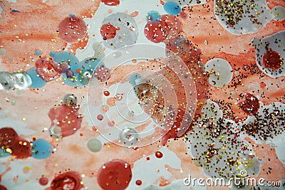 Sparkling soft orange blue contrasts abstract background Stock Photo