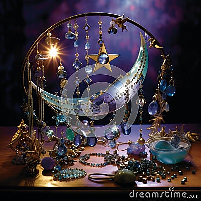 Sparkling Stardust: Crafting Celestial Jewelry from Beading Kits Stock Photo