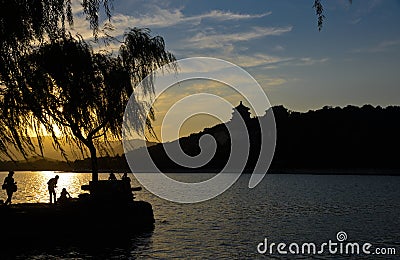 Sparkling sunset glow of the Summer Palace Stock Photo