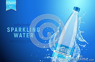 Sparkling Water Advertising Poster Vector Illustration