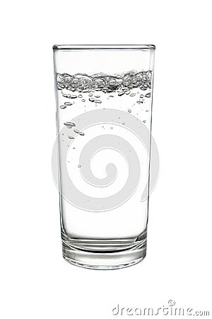sparkling water or soda water in highball or long drink glass is Stock Photo