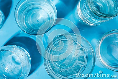 Sparkling water in various glasses , summer drink concept Stock Photo