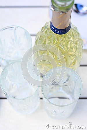 Sparkling white wine, served in crystal glass. Editorial Stock Photo