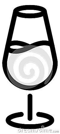 Sparkling wine glass linear icon. Drink symbol Vector Illustration