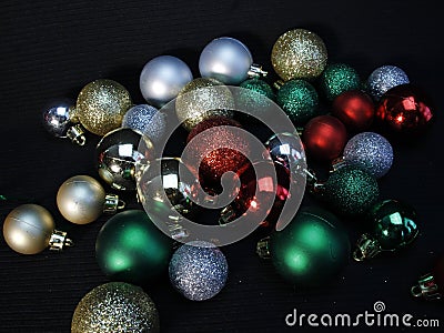 Sparkly Christmas ornament balls, shine bright, Stock Photo