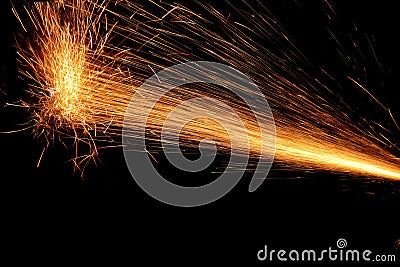 Sparks of Fire on Black Stock Photo