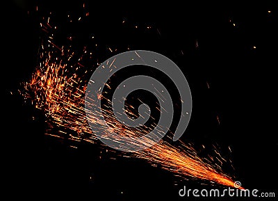 Sparks of Fire on Black Stock Photo