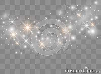 Sparks glitter special light effect. Vector sparkles on transparent background. Christmas abstract pattern. Sparkling magic dust p Vector Illustration