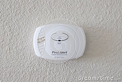 SPARKS, NEVADA, UNITED STATES - Apr 27, 2020: First Alert carbon monoxide detector Editorial Stock Photo