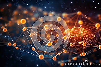 Sparks of Synapses, Artificial Intelligence Brain, Synaptic Activity, AI Generated Illustration Stock Photo