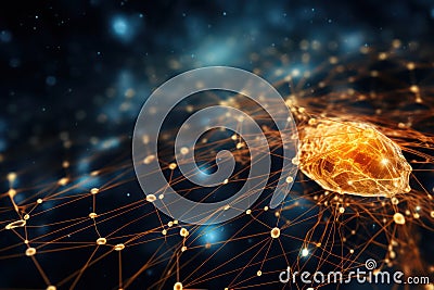 Sparks of Synapses, Artificial Intelligence Brain, Synaptic Activity, AI Generated Illustration Stock Photo