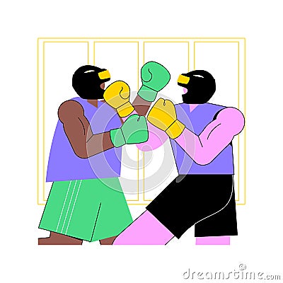 Sparring on the ring isolated cartoon vector illustrations. Vector Illustration