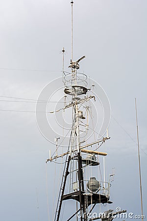 Sparrow on Decommission Battleship Stock Photo