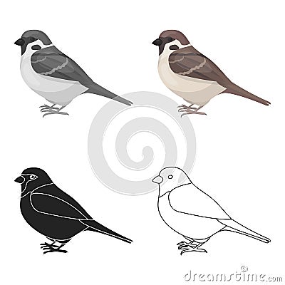 Sparrow icon in cartoon style isolated on white background. Bird symbol stock vector illustration. Vector Illustration