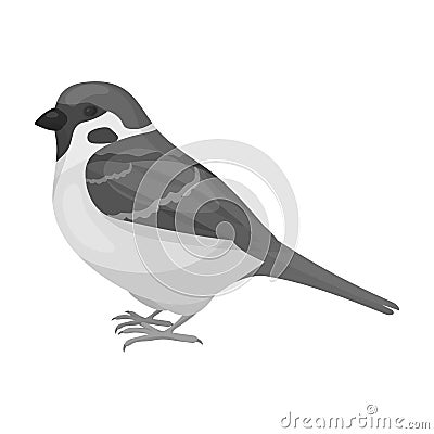 Sparrow icon in monochrome style isolated on white background. Bird symbol stock vector illustration. Vector Illustration