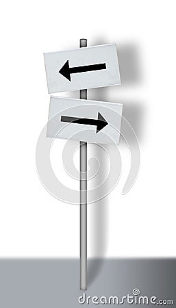 Sparse 3d design with signpost and arrows Stock Photo