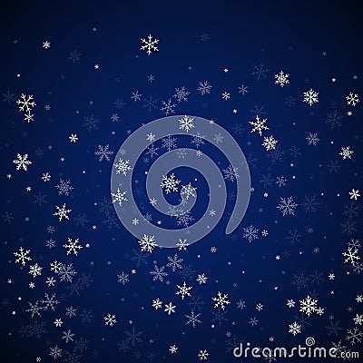Sparse snowfall Christmas background. Subtle flyin Vector Illustration