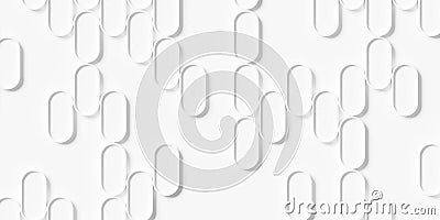 Sparsely scattered white vertical ellipse border rows geometry shapes background wallpaper banner pattern, flat lay top view Cartoon Illustration