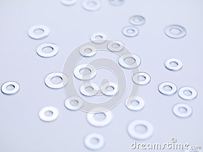 Sparsely Spaced Washers Stock Photo