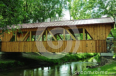 Sparta, Wisconsin Covered Bridge - Side View Stock Photo