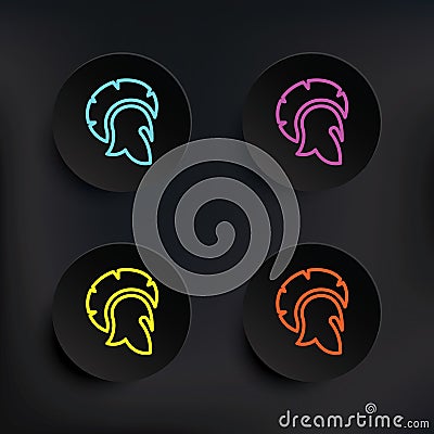Spartacus, hat dark badge color set icon. Simple thin line, outline vector of mythology icons for ui and ux, website or mobile Stock Photo