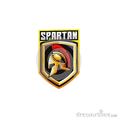 spartan armor helmet soldier shield Vector Illustration