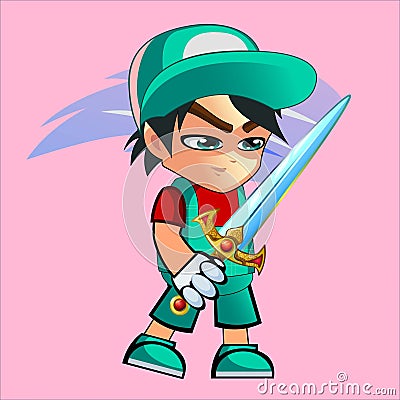 Spartan Cartoon Attack Game Character Animation Sprite Template Vector pose 2 Vector Illustration