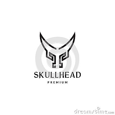 Spartan helmet with horn line logo symbol icon vector graphic design illustration idea creative Vector Illustration