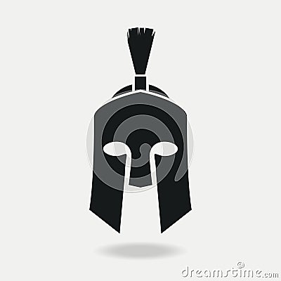 Spartan Helmet icon front. Greek or Roman head armor for Gladiator, legionnaire. Vector. Vector Illustration