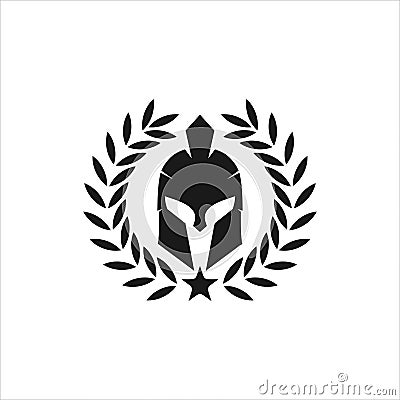 spartan helmet warrior inside wheat ear vector icon logo design Vector Illustration
