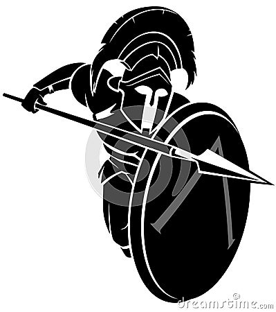 Spartan Hoplite Medieval Soldier Shadowed Illustration Vector Illustration