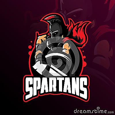 Spartan mascot logo design vector with modern illustration concept style for badge, emblem and tshirt printing. spartan Vector Illustration