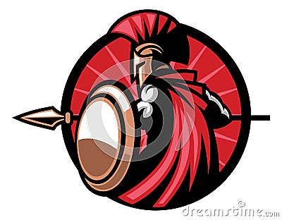 Spartan mascot with the spear weapon Vector Illustration