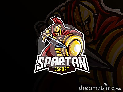 Spartan mascot sport logo design Vector Illustration