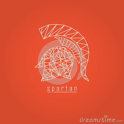 Spartan origami design. White color and text with orange background Vector Illustration