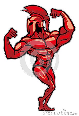 Spartan pose and show his big muscle Vector Illustration