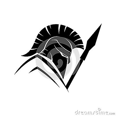 Spartan with shield and spear. Vector Illustration