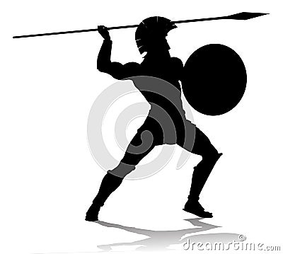 Spartan Silhouette Gladiator Trojan Greek Warrior Vector Illustration