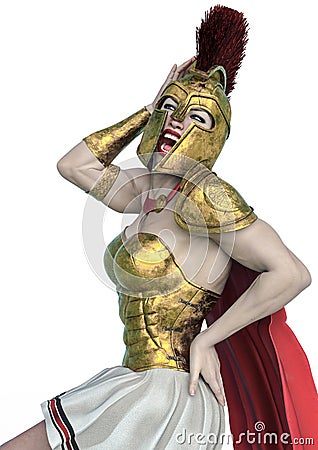 She is the spartan soldier pin up pose in a white background Cartoon Illustration