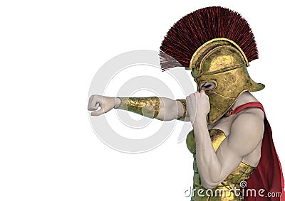 She is the spartan soldier punching in a white background Cartoon Illustration