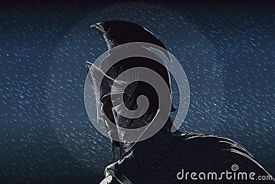 Spartan soldier in the rain Vector Illustration