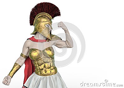 She is the spartan soldier in a white background Cartoon Illustration