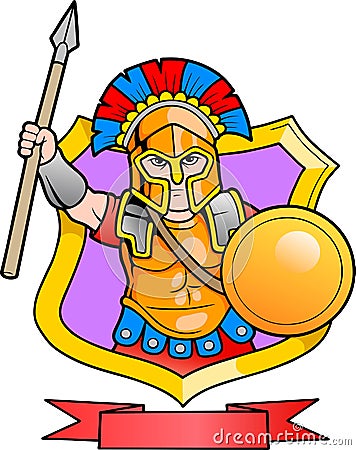 Spartan spear in his hand Vector Illustration