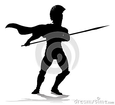 Spartan Silhouette Gladiator Trojan Greek Warrior Vector Illustration