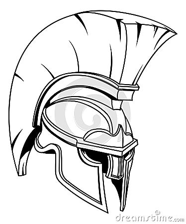 Spartan or Trojan Gladiator Helmet Vector Illustration