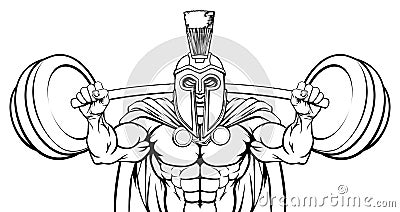 Spartan Trojan Weight Lifting Body Building Mascot Vector Illustration