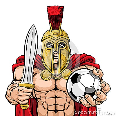 Spartan Trojan Soccer Football Sports Mascot Vector Illustration