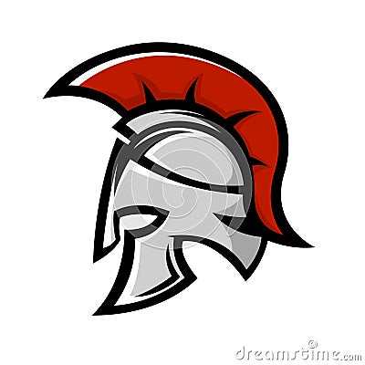 Spartan warrior helmet. Sports team emblem template. Vector Illustration