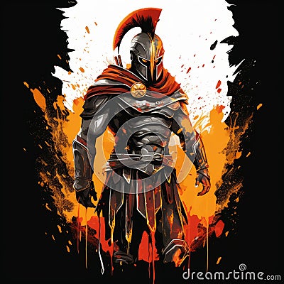 Spartan Warrior Jumpsuit Design For T-shirt Cartoon Illustration