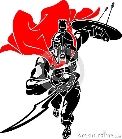 Spartan Warrior Rush Vector Illustration